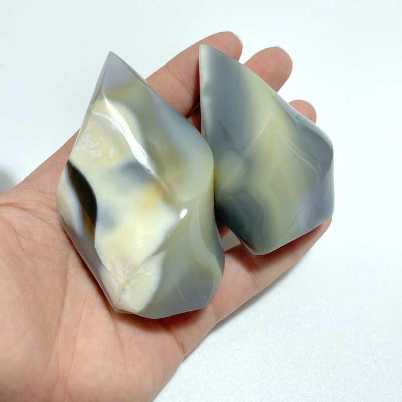 18 Pieces Black Orca Agate Flame Carving 4 - Wholesale Crystals
