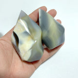 18 Pieces Black Orca Agate Flame Carving 4 - Wholesale Crystals