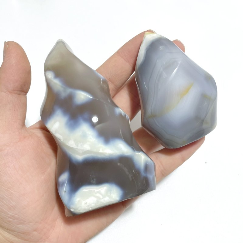 18 Pieces Black Orca Agate Flame Carving 4 - Wholesale Crystals