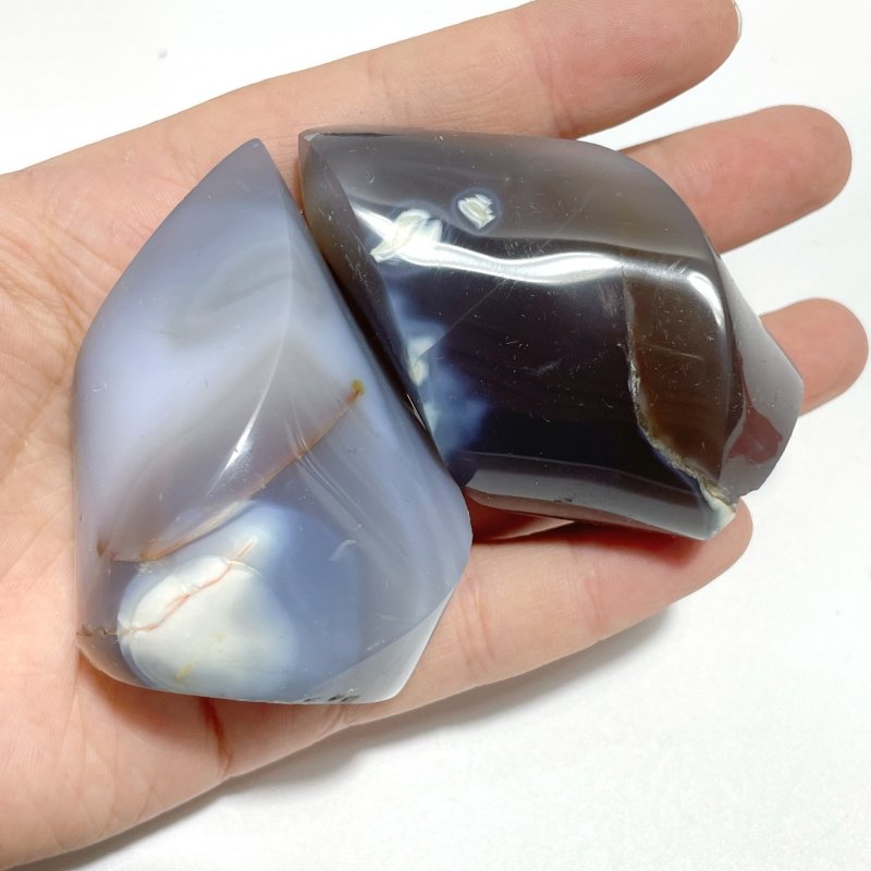 18 Pieces Black Orca Agate Flame Carving 4 - Wholesale Crystals