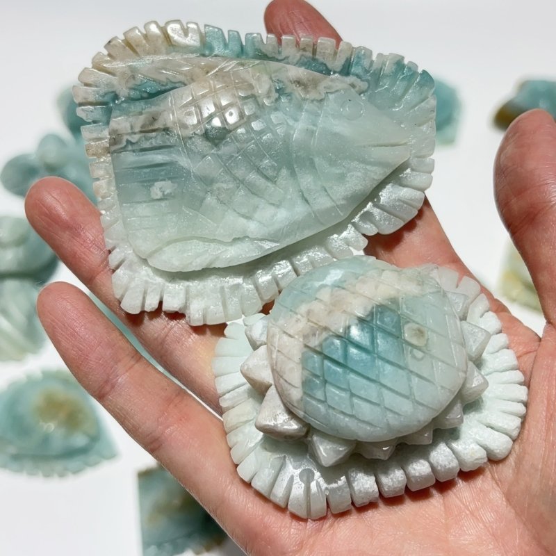 18 Pieces Caribbean Calcite Sea Animals Carving Wholesale -Wholesale Crystals