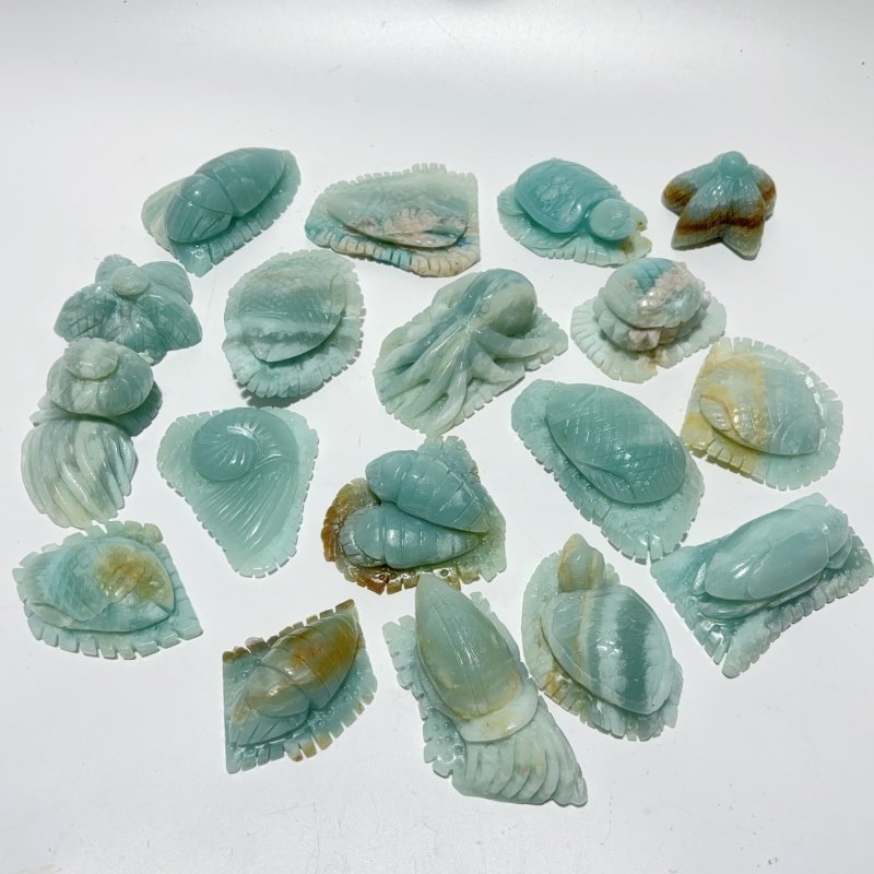 18 Pieces Caribbean Calcite Sea Animals Carving Wholesale -Wholesale Crystals