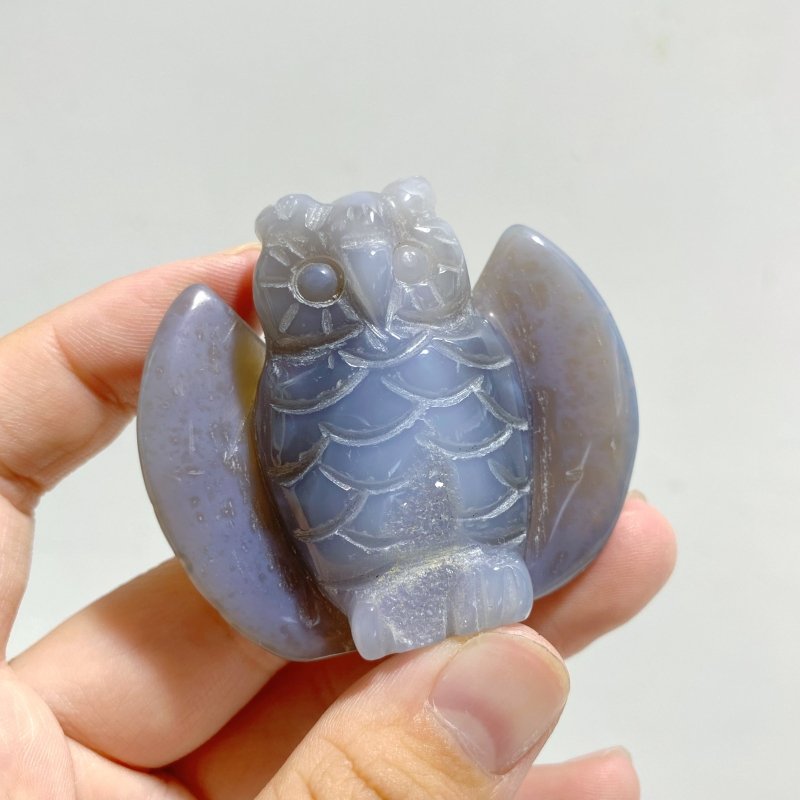 18 Pieces Geode Druzy Agate Owl Carving -Wholesale Crystals