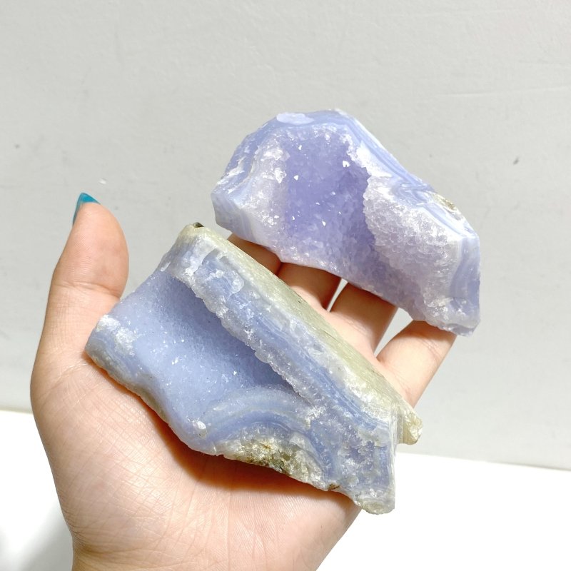 18 Pieces Geode Druzy Blue Chalcedony - Wholesale Crystals