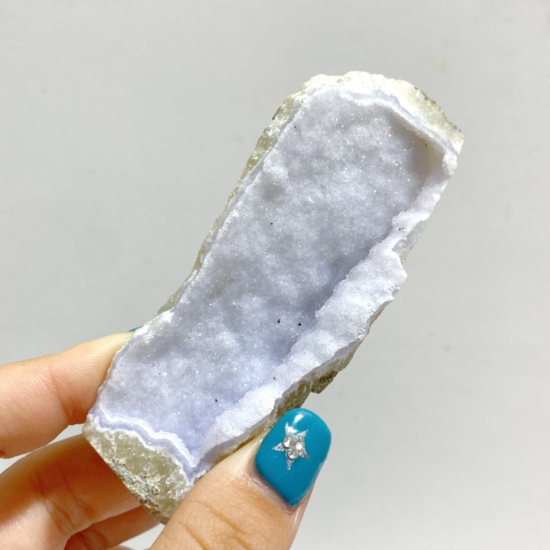 18 Pieces Geode Druzy Blue Chalcedony - Wholesale Crystals