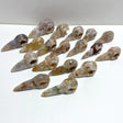 18 Pieces Sakura Flower Agate Crow Skull Carving - Wholesale Crystals