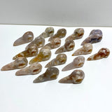 18 Pieces Sakura Flower Agate Crow Skull Carving - Wholesale Crystals