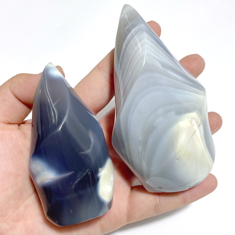 19 Pieces Black Orca Agate Flame Carving 1 - Wholesale Crystals