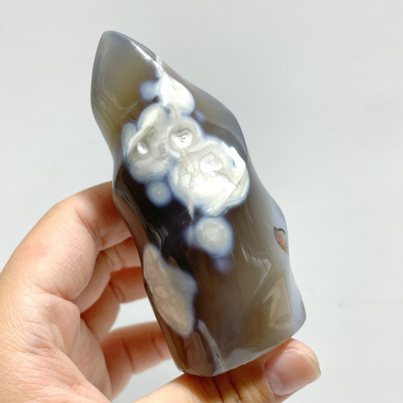 19 Pieces Black Orca Agate Flame Carving 1 - Wholesale Crystals