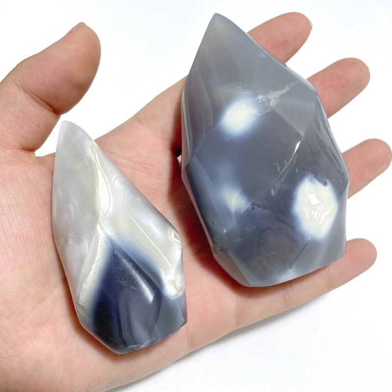 19 Pieces Black Orca Agate Flame Carving 1 - Wholesale Crystals