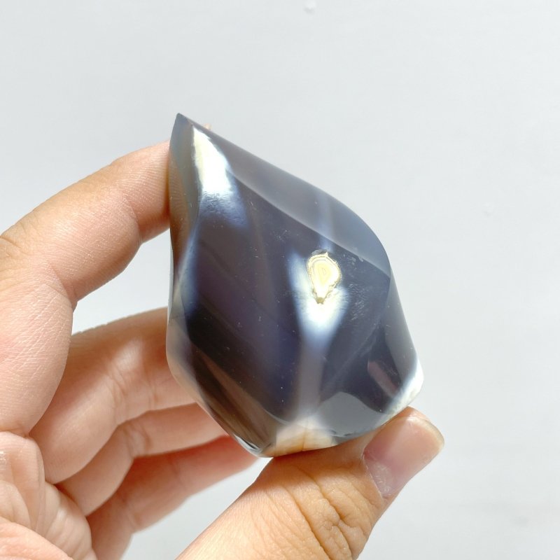 19 Pieces Black Orca Agate Flame Carving 2 - Wholesale Crystals