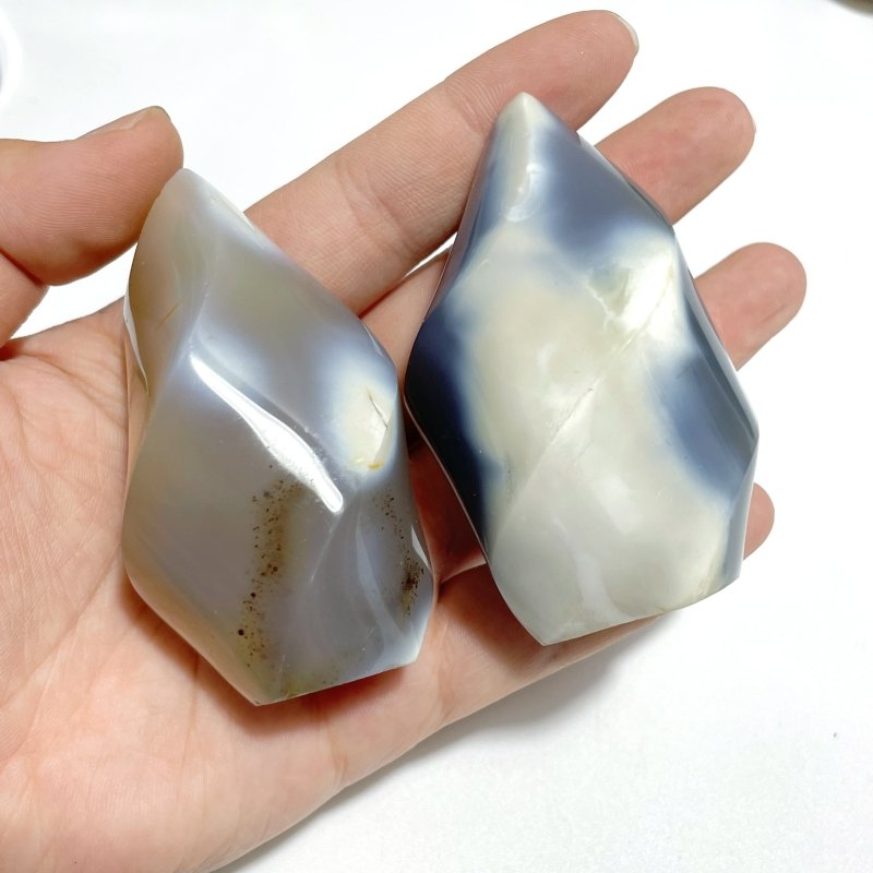 19 Pieces Black Orca Agate Flame Carving 2 - Wholesale Crystals