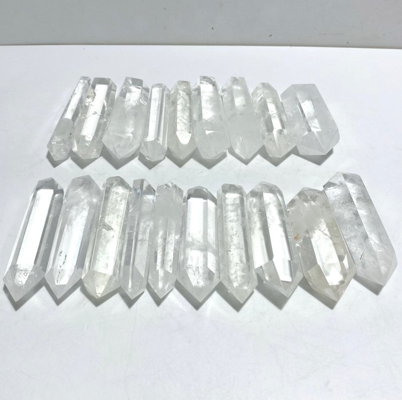 19 Pieces Clear Quartz Double Points - Wholesale Crystals