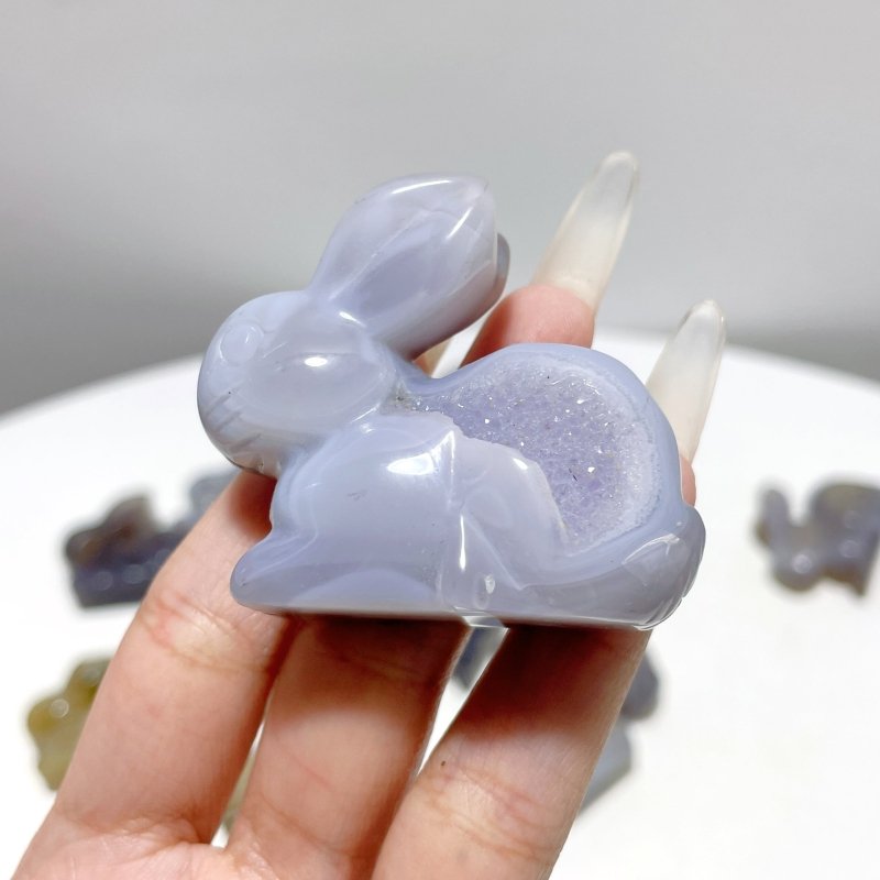 19 Pieces Geode Druzy Agate Rabbit Carving - Wholesale Crystals