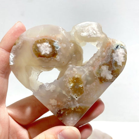 19 Pieces Geode Druzy Sakura Flower Agate Heart - Wholesale Crystals