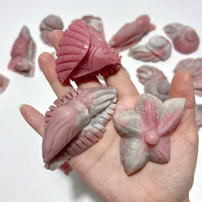 19 Pieces Pink Opal Sea Animals Carving - Wholesale Crystals