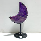 Large Charoite Moon Carving With Stand