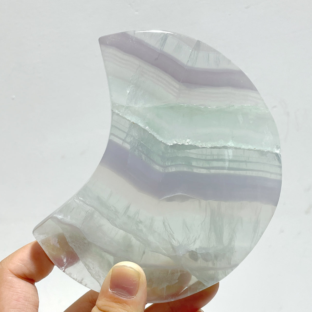 5 Pieces Fluorite Moon Carving With Stand