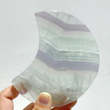 5 Pieces Fluorite Moon Carving With Stand