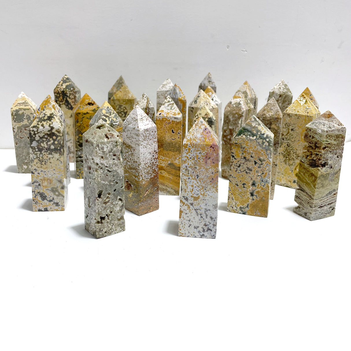 27 Pieces Beautiful Vein Ocean Jasper Four-sided Tower Points