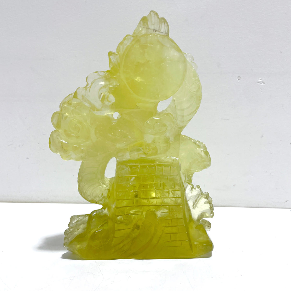 Unique Citrine Dragon Absorbing Water Carving