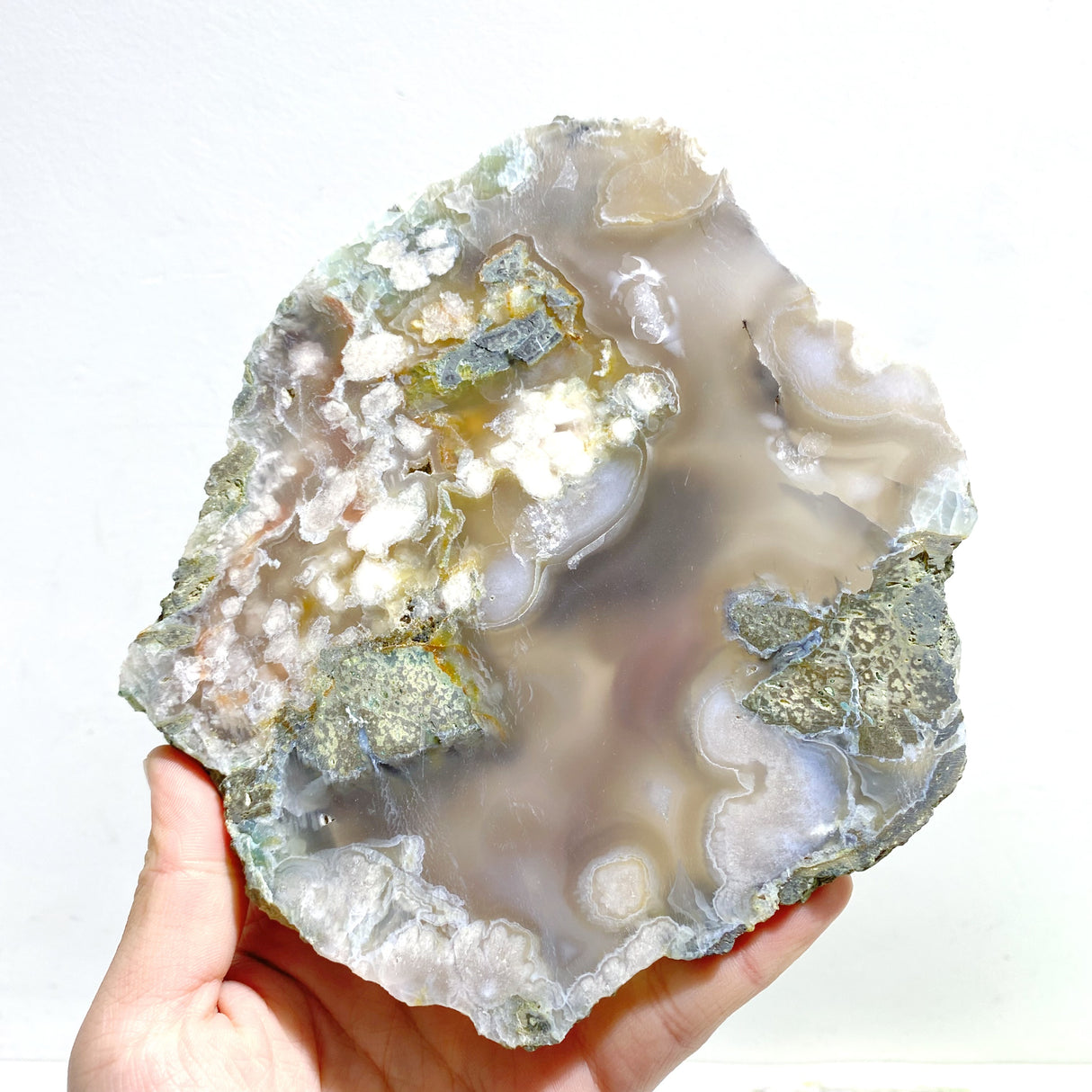 7 Pieces Beautiful Large Green Sakura Flower Agate Slab