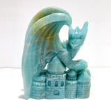 Unique Caribbean Calcite Flying Dragon Castle Carving