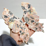 Unique Morocco Agate Butterfly Wing Carving With Stand