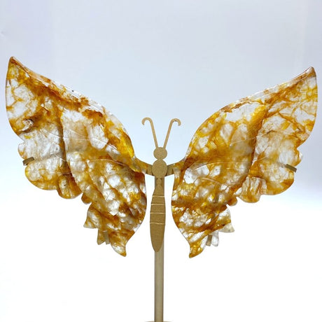 2 Pairs Fire Quartz Butterfly Wing Carving With Stand - Wholesale Crystals