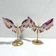 2 Pairs Sakura Flower Agate Butterfly Wing Carving With Stand - Wholesale Crystals