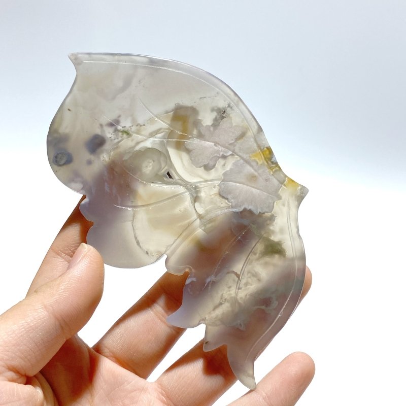 2 Pairs Sakura Flower Agate Butterfly Wing Carving With Stand - Wholesale Crystals