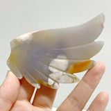 2 Pairs Sakura Flower Agate Heart Wing Carving With Stand -Wholesale Crystals