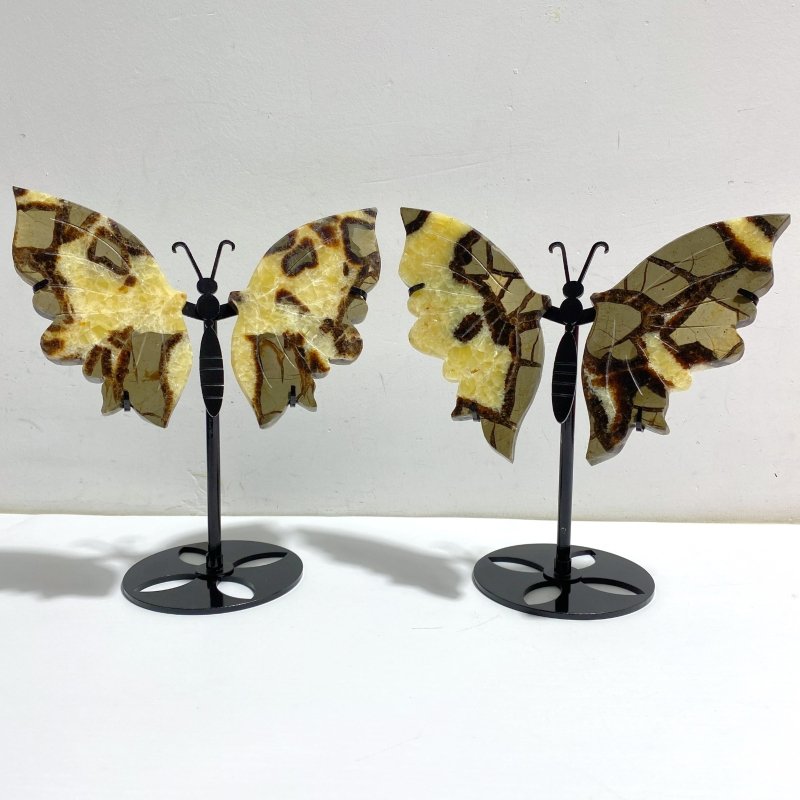 2 Pairs Septarian Butterfly Wing Carving With Stand 3 - Wholesale Crystals
