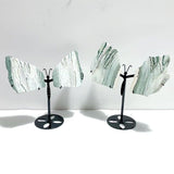 2 Pairs Stripe Moss Agate Slab Butterfly Wing With Stand - Wholesale Crystals