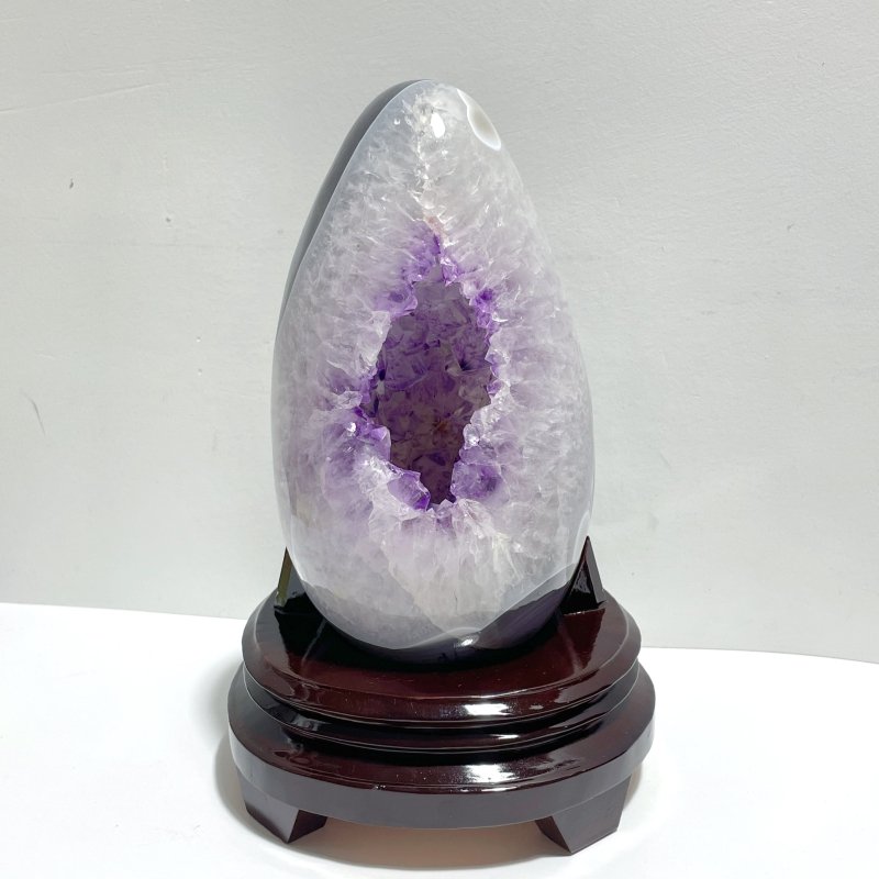 2 Pieces Amethyst Cluster Mixed Agate Dinosaur Eggs Home Decor With Stand - Wholesale Crystals