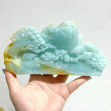 2 Pieces Beautiful Caribbean Calcite Landscape Pavilion Carving 8 - Wholesale Crystals