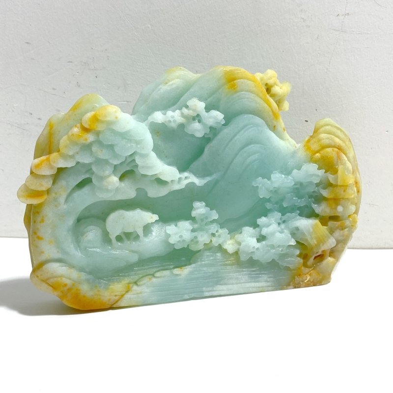 2 Pieces Beautiful Caribbean Calcite Landscape Pavilion Carving 8 - Wholesale Crystals
