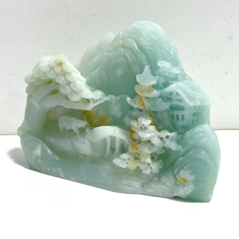 2 Pieces Beautiful Caribbean Calcite Landscape Pavilion Carving 9 - Wholesale Crystals