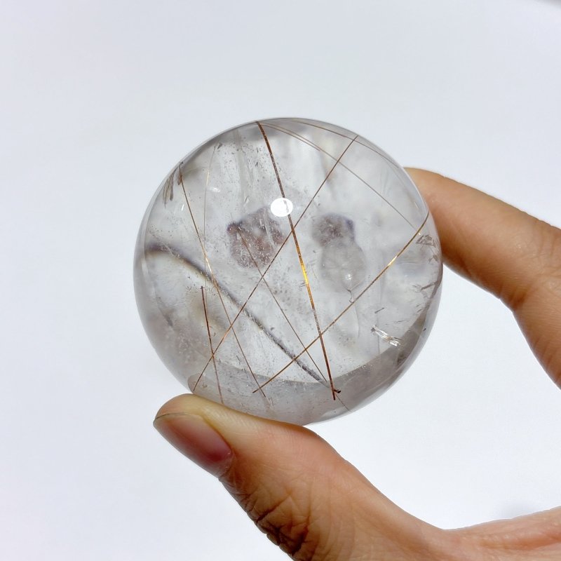 2 Pieces Beautiful Rutile Quartz Spheres - Wholesale Crystals