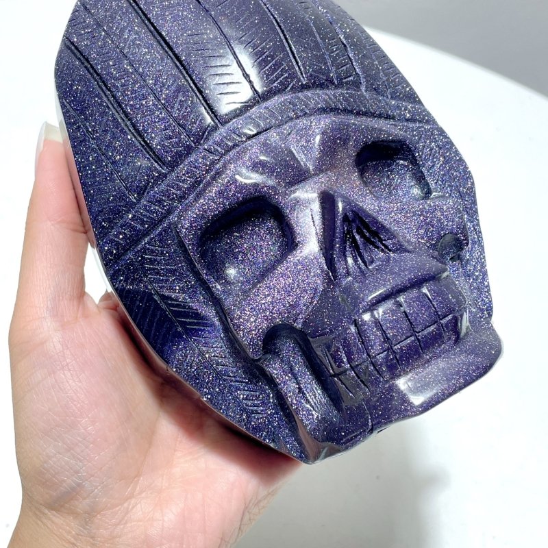 2 Pieces Blue Sandstone Indian Skull Carving - Wholesale Crystals