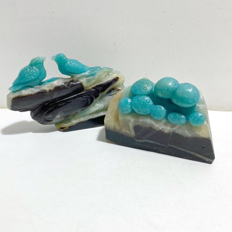 2 Pieces Caribbean Calcite Carving -Wholesale Crystals