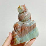 2 Pieces Caribbean Calcite Owl Carving -Wholesale Crystals