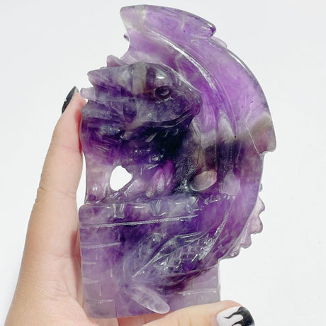 2 Pieces Chevron Amethyst Dragon Castle Carving - Wholesale Crystals