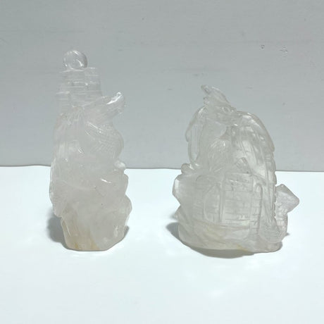 2 Pieces Clear Quartz Flying Dragon Castle Carving - Wholesale Crystals