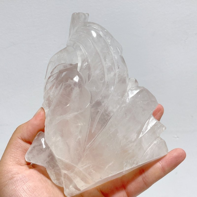 2 Pieces Clear Quartz Flying Dragon Castle Carving - Wholesale Crystals