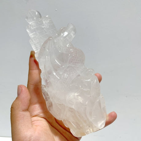 2 Pieces Clear Quartz Flying Dragon Castle Carving - Wholesale Crystals