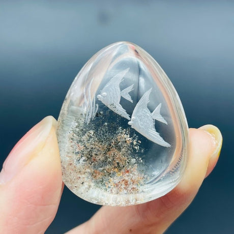 2 Pieces Fish Garden Quartz Inner Scene Carving -Wholesale Crystals