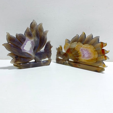 2 Pieces Geode Agate Druzy Nine-tailed Fox Carving 13 -Wholesale Crystals