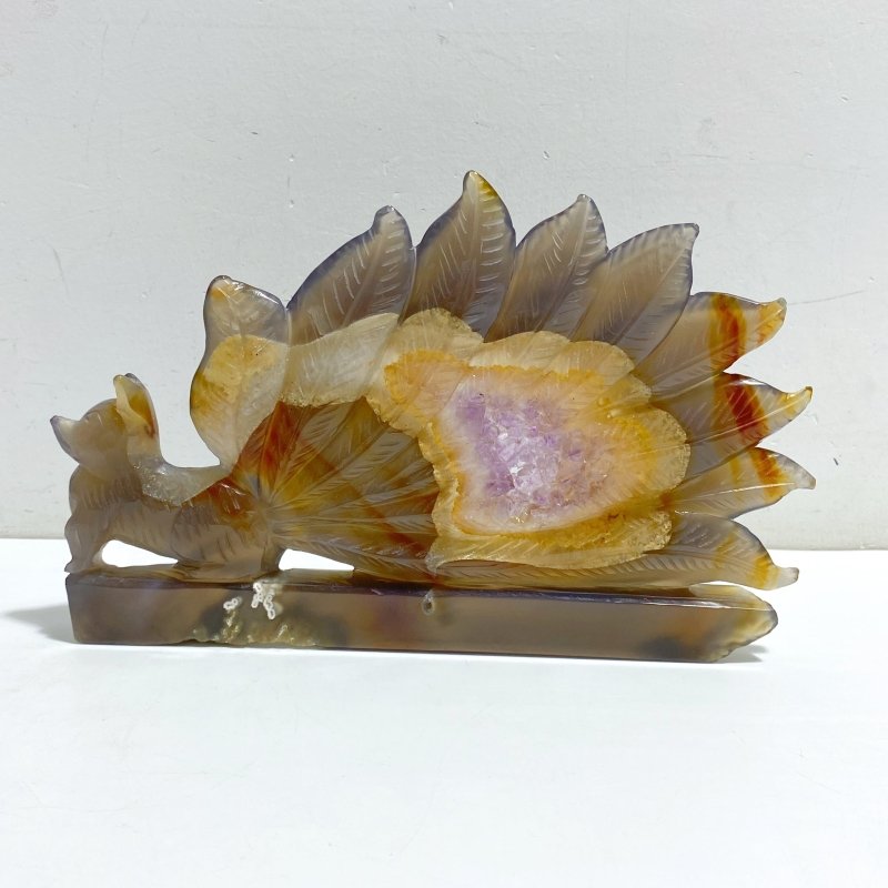 2 Pieces Geode Agate Druzy Nine-tailed Fox Carving 13 -Wholesale Crystals