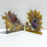 2 Pieces Geode Agate Druzy Nine-tailed Fox Carving 16 -Wholesale Crystals